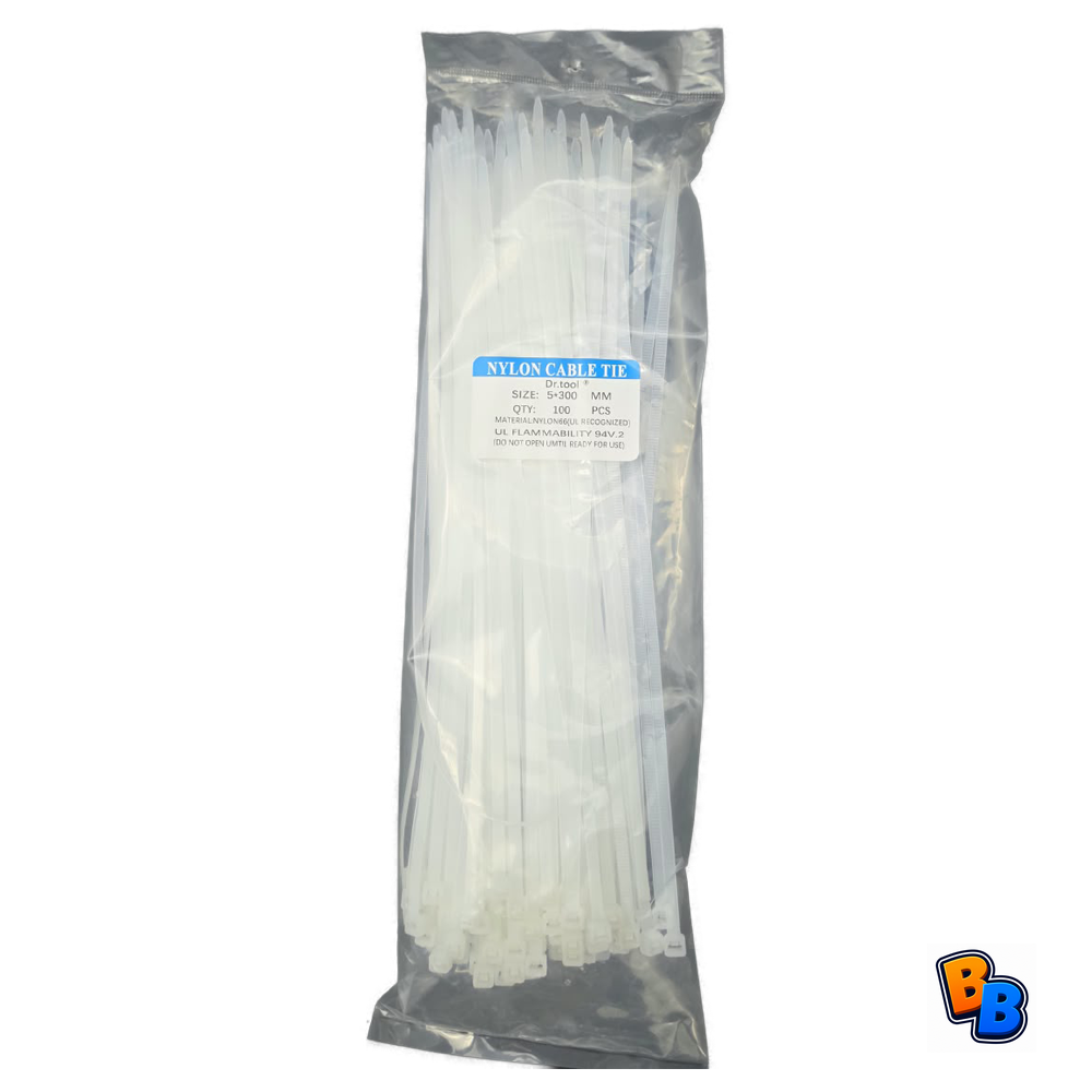 Black & white cable ties 5#300 4.6mm