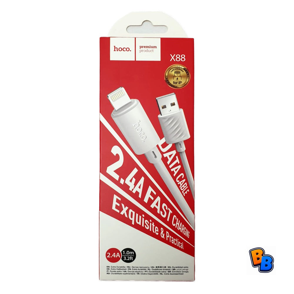 Hoco X88 Gratified Charging Data Cable for iP (packaged) white