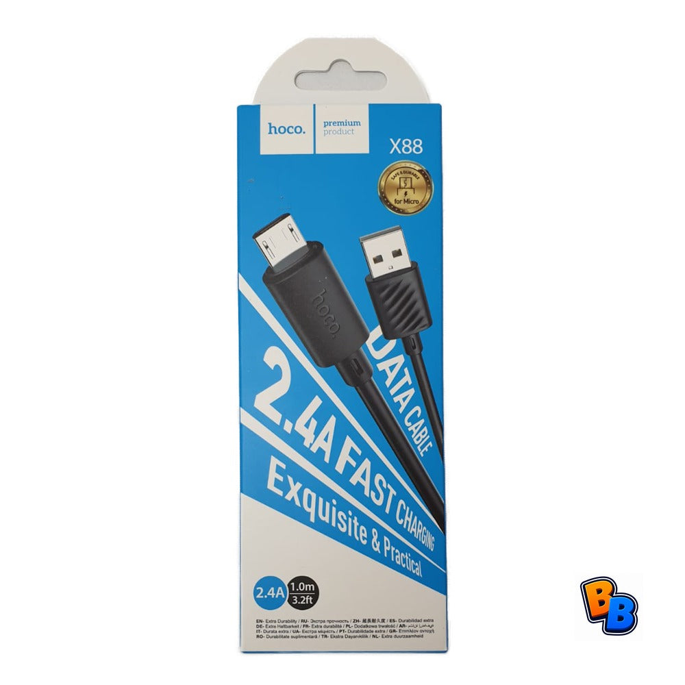 Hoco X88 Gratified Charging Cable for Micro (packaged) Black