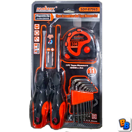 11pc Screwdriver and Tape Measure Set