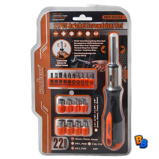 22 Piece Ratchet Screw Driver Bit set