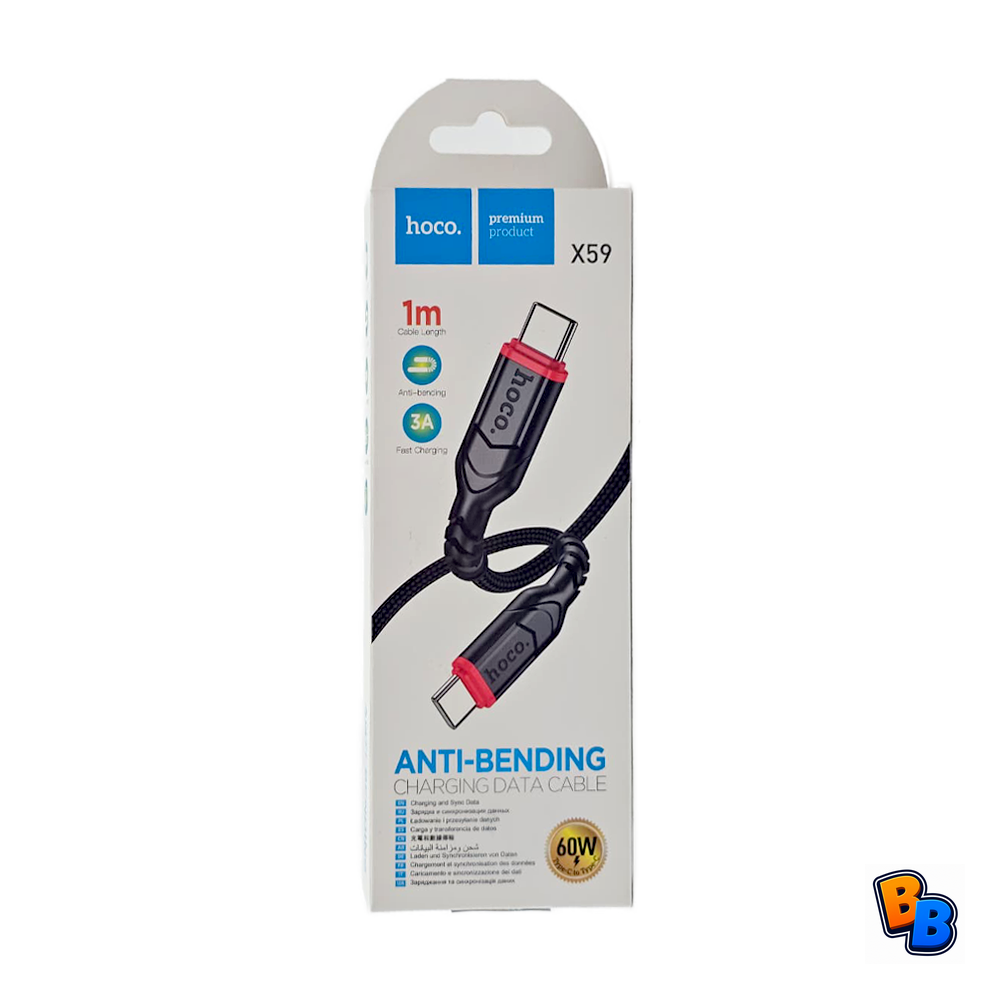 Hoco X59 Victory 60W Charging Cable Type-C to Type-C - Black
