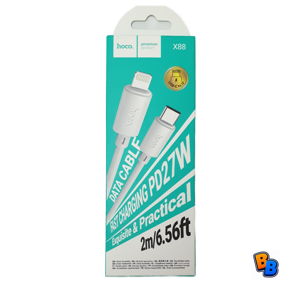 Hoco X88 Gratified Charging Data Cable for iP (L=2M) (packaged) white