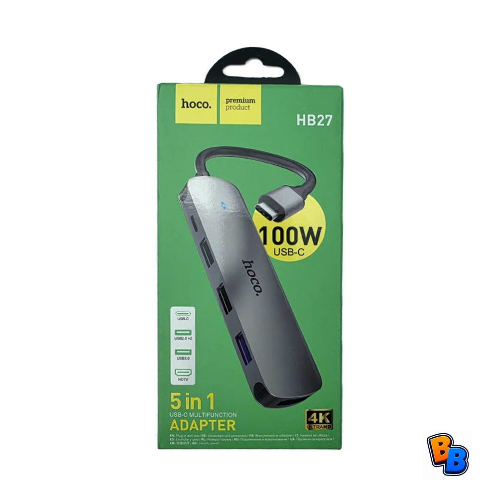 HB27 Type-C multi-function converter (HDMI+USB3.0+USB2.0x2+PD) Metal Grey