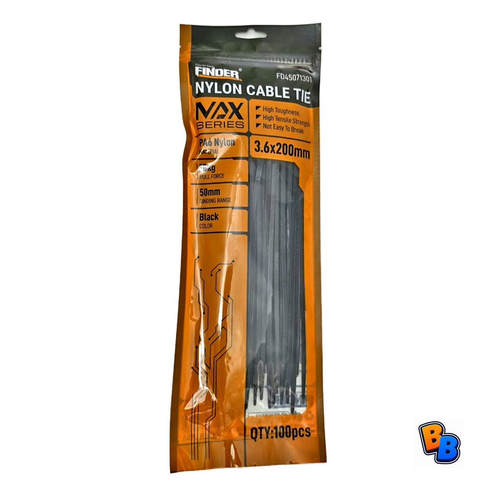 Black Nylon Cable Tie 3.6*200mm Finder